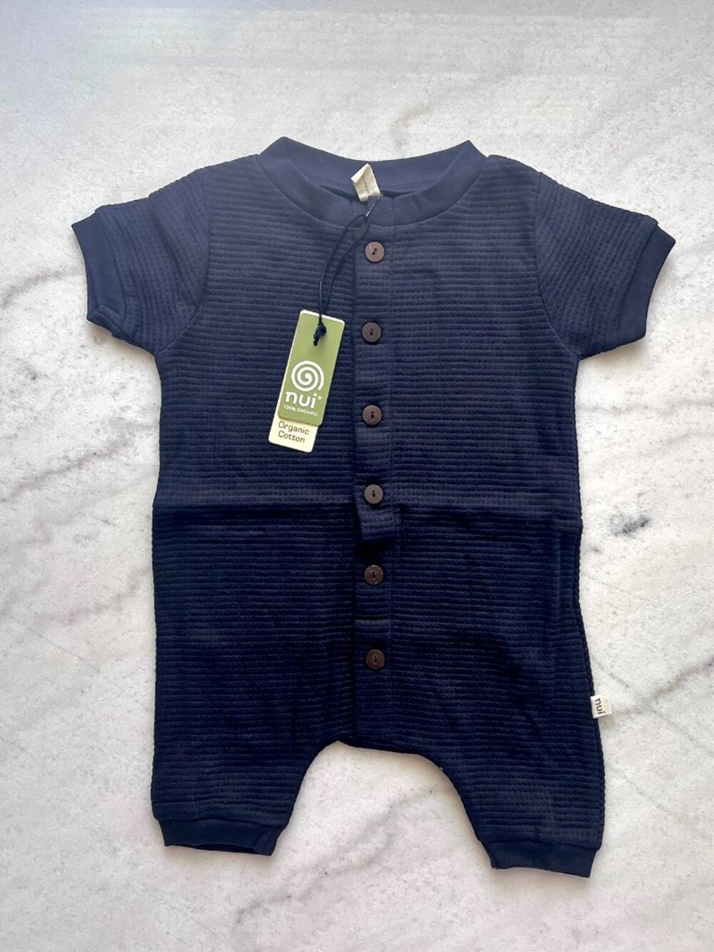 Nui Waffle Rhi Waffle Organic Romper Navy Size 3-6M